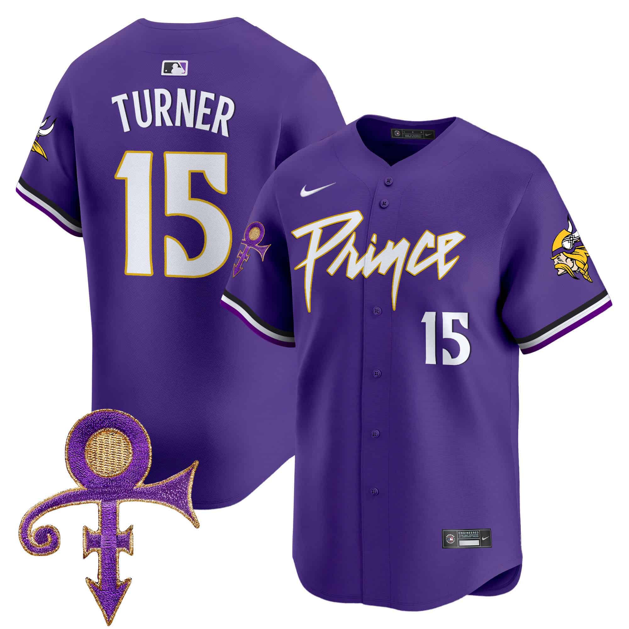 Men Minnesota Vikings 15 Turner Purple 2024 Nike Prince Patch Vapor Premier Limited NFL Jersey